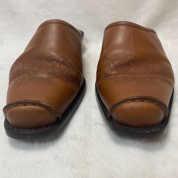Unisa Flex Slip-on Women's Mules Size 9.5B   Brown Leather Brazil - Picture 2 of 8